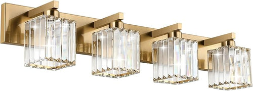 Aipsun Bathroom Lighting Fixtures Modern Crystal Vanity Light Brass 4 Light by Aipsun