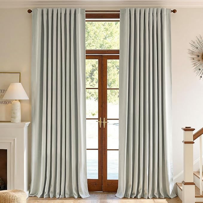 jinchan Chenille Blackout Curtains 96 Inches Long 2 Panels Light Grey Thermal - Image 6