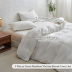 Simple&Opulence French Linen Blended Duvet Cover King, Flax Viscose Derived - Image 6