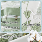 FADFAY Green Duvet Cover Set Twin Floral Bedding 100% Cotton Shabby Vintage - Image 3