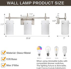 SOLFART Brushed Nickel Bathroom Light Fixtures, 3-Light Modern Vanity Light - Image 9