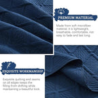 Yiran Navy Blue Quilt Set King Size Fall Bedspreads Embossed Diamond Pattern 3 - Image 6