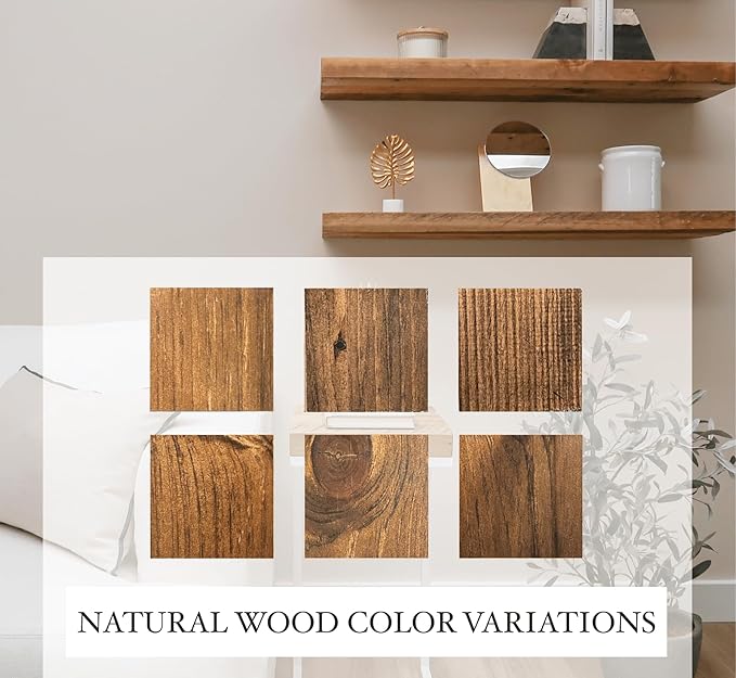 URBANDI, Rustic Floating Shelves, Hidden Bracket, Solid Wood, Heavy Duty - Image 8