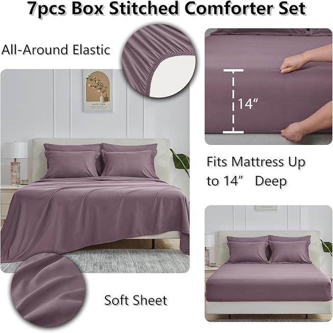 CozyLux Full Size Comforter Sets Dusty Purple - Image 4