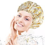 Shower Cap for Women, Double Layers Shower Caps Reusable Waterproof, Bathing - Image 2