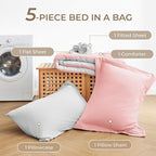 Sasttie Twin Comforter Set, 5 Pieces Reversible Bed in a Bag Twin, Complete - Image 6