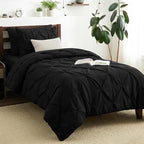 CozyLux Twin XL Comforter Set Black, 5 Pieces Twin Extra Long Pintuck Bed in A by CozyLux
