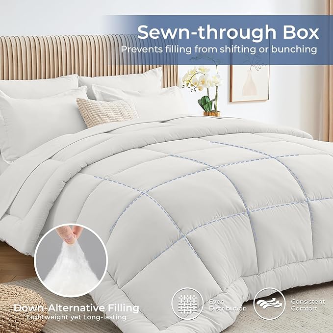 Sasttie California King Comforter Set, 7 Pieces Reversible Cal King Bed in a Bag - Image 4
