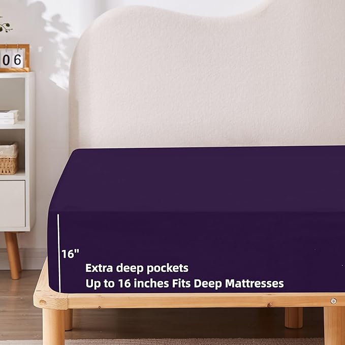 HBHLFZ Full Fitted Sheet Only, Soft Breathable Bottom Sheet - Image 3