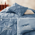 CozyLux Queen Comforter Set Grayish Blue, 7 Pieces Pintuck Bed in A Bag - Image 3