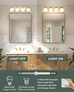 Bathroom Light Fixtures, 4 Light Brushed Gold Vanity Light, 26 Inch Modern Wall - Image 2