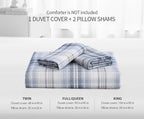 SLEEPBELLA Blue White Grid Duvet Cover Set, 100% Cotton Bedding, Buffalo Plaid - Image 5