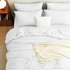 CozyLux Queen Comforter Set White, 7 Pieces Bed in a Bag Queen Comforter Set - Image 2