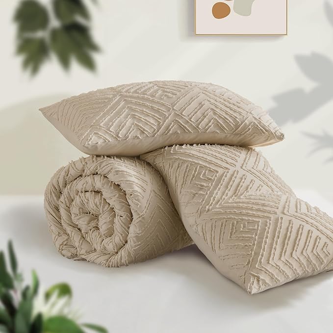 Andency Khaki Comforter Full Size, 3 Pieces Boho Lightweight Fluffy Bedding - Image 3