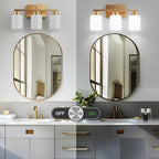 PARTPHONER 3-Light Brushed Gold Bathroom Light Fixtures, Modern Vanity Light - Image 4