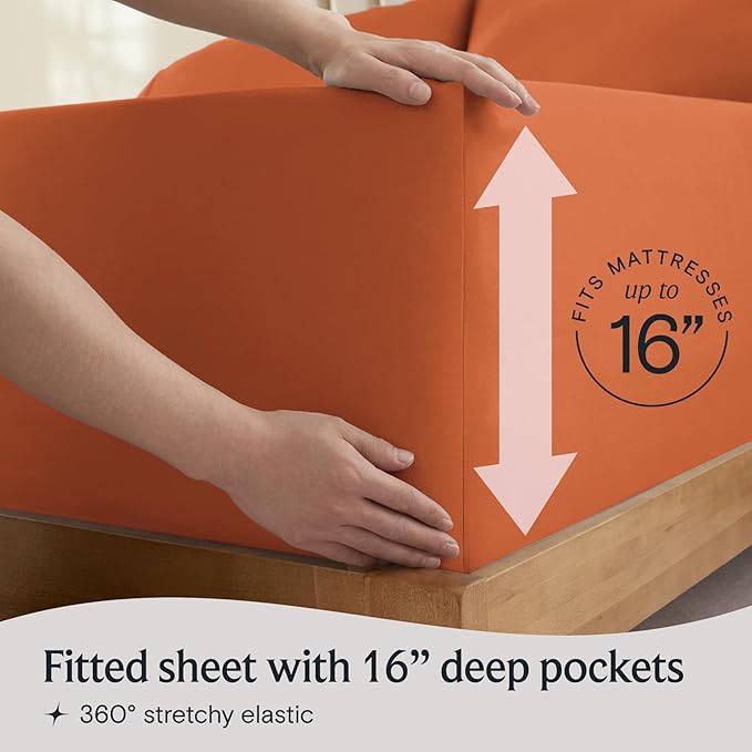 LuxClub 4 PC King Size Sheet Set Deep Pockets 18" Wrinkle Free Cooling Sheets - Image 6