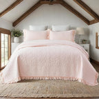 Brandream Queen Size Quilt Set Cotton Light Pink Quilts Shabby Chic Bedding - Image 7