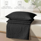 WURUIBO Black Quilt Set King/Cal King Size, Embossing Microfiber Bedspreads - Image 7