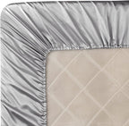 Homiest Light Grey Satin Fitted Sheet Queen Size, Deep Pocket, Luxury & Ultra - Image 6