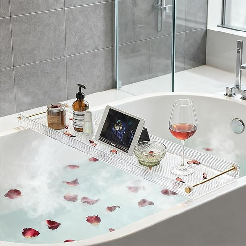 Acrylic Bathtub Tray, NEWRAIN Luxury Bath Caddy Tub Table, Unique House Warming - Image 2