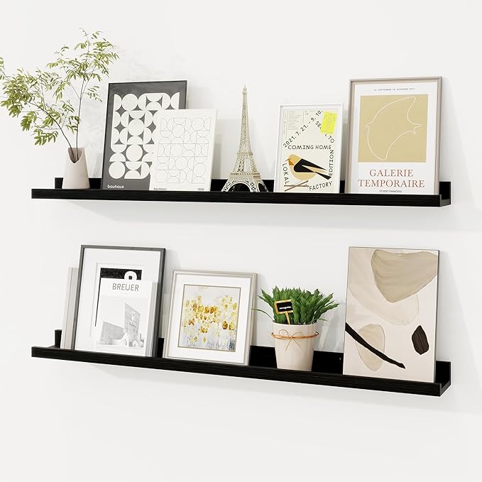 Picture Ledge Shelf, Floating Shelves Set of 2, 32 Inches Solid Wood Nursery by FunMemories
