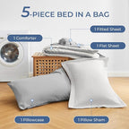Sasttie Twin Comforter Set, 5 Pieces Reversible Bed in a Bag Twin, Complete - Image 6