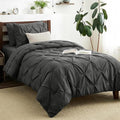 CozyLux Twin XL Comforter Set Dark Grey, 5 Pieces Twin Extra Long Pintuck Bed by CozyLux
