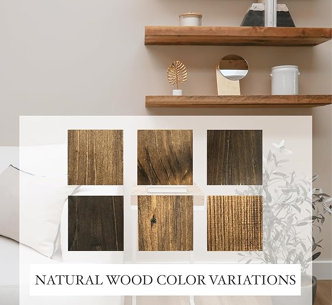 URBANDI, Rustic Floating Shelves, Hidden Bracket, Solid Wood, Heavy Duty - Image 4
