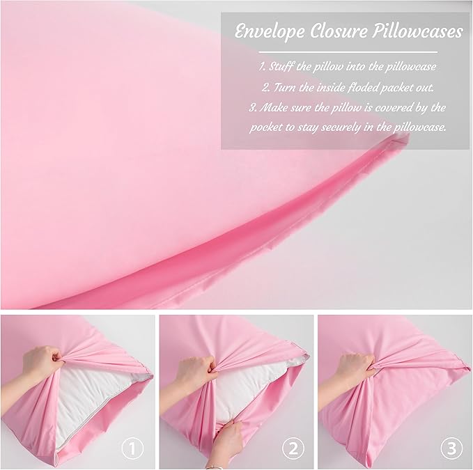 NTBAY Body Pillow Cases Set of 2, 2 Pack Brushed Microfiber 20x54 Pillow Cases - Image 2