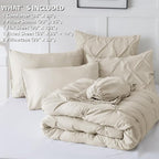 CozyLux Queen Comforter Set Oatmeal, 7 Pieces Pintuck Bed in A Bag, Premium - Image 6