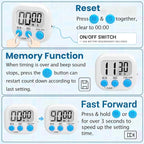 12 Pack Multi-Function Digital Timers, Magnetic Large LCD Display Loud Alarm - Image 7