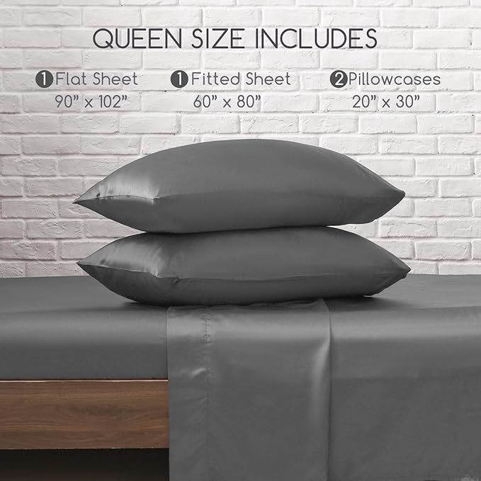 MR&HM Satin Bed Sheets, Queen Size Sheets Set - Image 7