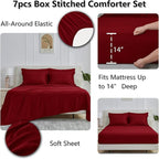 CozyLux Queen Comforter Set Dark Red - Image 4