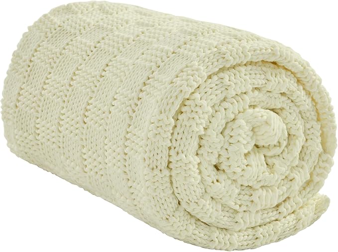Knitted Weighted Blanket for Adult, No Beads Heavy Blanket 50” x 60'' 7lbs by Unknown