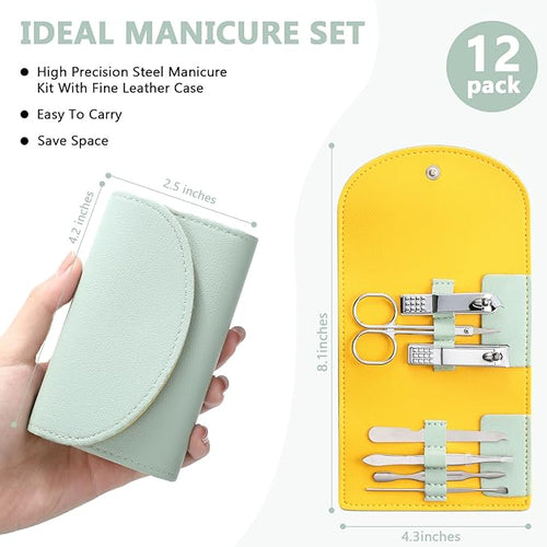 12 Set Manicure Set Bulk Mini Manicure Nail Clipper Kit 7 in 1 Stainless Steel - Image 2