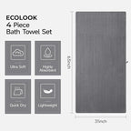 ecolook 4 Pack Microfiber Bath Towels, 31 x 63 inches Extra Large Bath Towel Set - Image 3