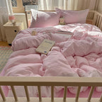 mixinni Pink Gingham Duvet Cover Twin Size - Image 4