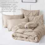CozyLux Queen Comforter Set Wheat, 7 Pieces Pintuck Bed in A Bag, Premium Wheat - Image 6