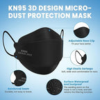 Borje KN95 Face Masks for Adults 50 Pack, 5-Ply Black Disposable Face Mask - Image 4