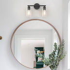 Espird Bathroom Vanity Light Black 2 Light Rustic Bathroom Vanity Lights Over - Image 2
