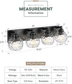 Bathroom Light Fixtures Over Mirror, 4-Light Modern Sconces Wall Lighting - Image 2