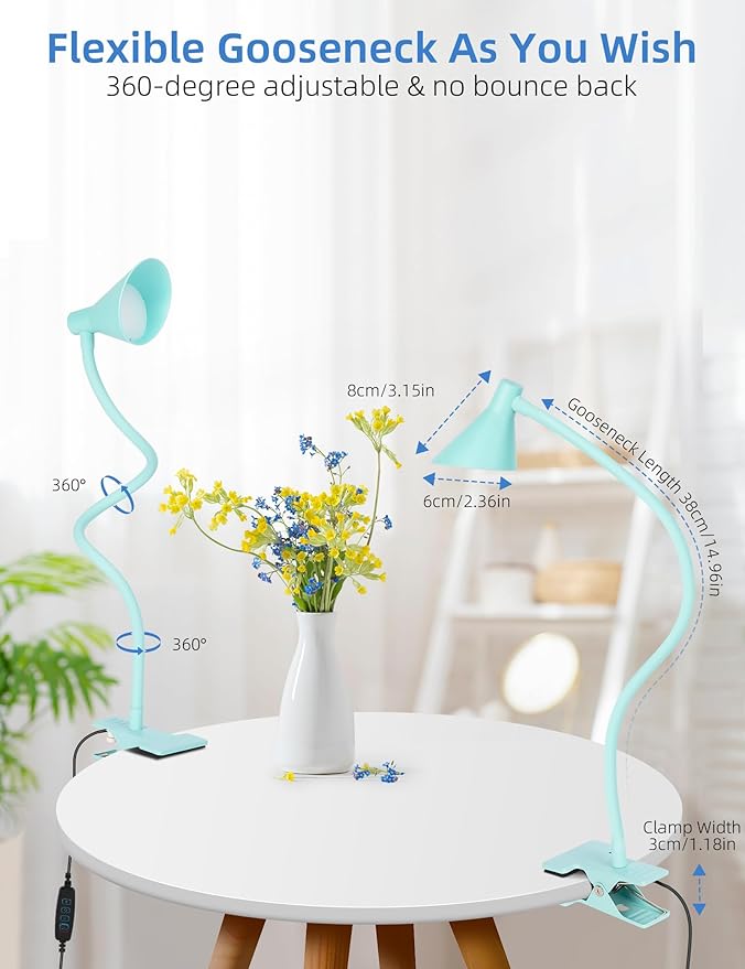 Clip on Light USB Reading Light, Eye Care Dimmable Reading Lamp Flexible - Image 5