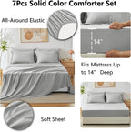 CozyLux King Size Comforter Set Light Grey, 7 Pieces Bed in a Bag King - Image 6