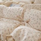 mixinni Beige Floral Duvet Cover Twin Size, 100% Cotton Cute Strawberry Floral - Image 8