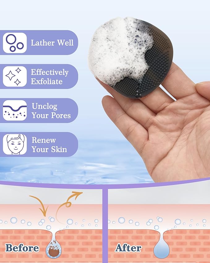 Manmihealth Silicone Back Scrubber & Bath Glove & Face Brush Set, - Image 5