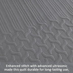 Yiran Grey Quilt Set King Size Lightweight Bedspread Ultrasonic Wave Pattern - Image 5