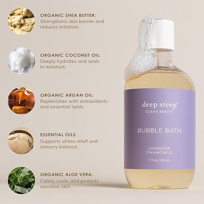 Deep Steep Bubble Bath, Raspberry Merlot 17 oz – Hypoallergenic, Clinically - Image 5
