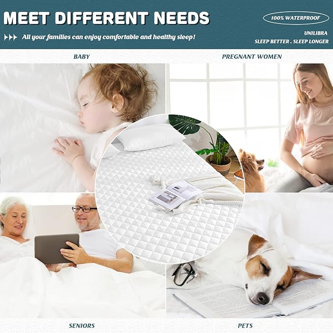 UNILIBRA Cal King Mattress Cover Waterproof, Deep Pocket Mattress Pad Protector - Image 5