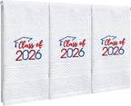 MASHAN Class of 2026 Graduation Hand Towels 3 Pack, 100% Cotton Soft Absorbent by MASHAN