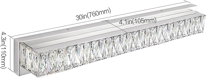 ZUZITO Modern Bathroom Light Fixtures Over Mirror 30 inch Crystal Chrome LED - Image 4